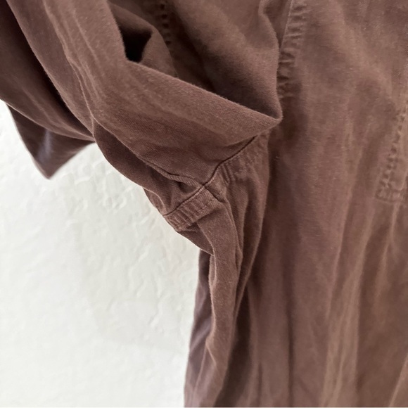 Aerie Work & Play Twill Brown Frayed Hem Ankle Jumpsuit Overalls XS - Picture 9 of 14